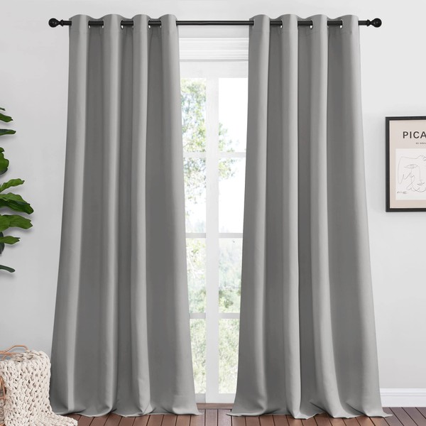 NICETOWN NICETOWN Silver Grey Room Darkening Curtain Panels 120" Long