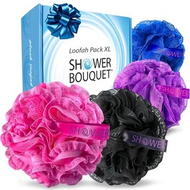 Shower Bouquet Colores Encaje Intenso Bolas Baño Grandes Rosa Lavanda Exuberante Negro Medianoche Azul Trasero