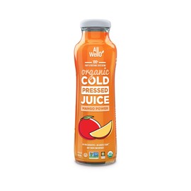 AllWellO Organic Cold Pressed Juice Drinks with Real Fruits and Vegetables Gluten Free Non-GMO Healthy Juices No Preservatives No Sugar Added (Mango Power, 12 Pack)