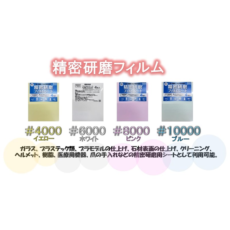 RIKEN CORundum Precision Polishing Film Sheet SKF 1/4 Cut (4