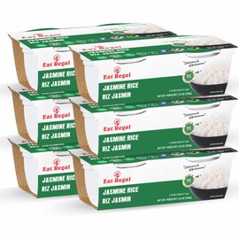 Eat Regal Jasmine Rice Cups, Gluten-Free, Microwavable, Ready in 60 Seconds, 8.8 Oz, Pack of 6 | Side Dish