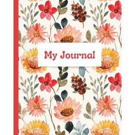 Floral Journal: Trendy Aesthetic Cute Flower Notebook. Perfect for writing, doodling, drawing, taking notes. Gift to women, teens, students, girls, ... ruled lines, 8 x 10 inches, 100 pages.
