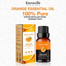 Elemensis Naturals Orange Essential Oil 100% Pure, Undiluted Therapeutic Grade orange oil for Skin, Hair, Body, Face, 15ml
