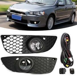VGETTING Fog Light For Mitsubishi Lancer 2008-2014 Front Bumper Driving Fog Lamps Assembly Replacement Bulb With Bezel+ Wire Harness
