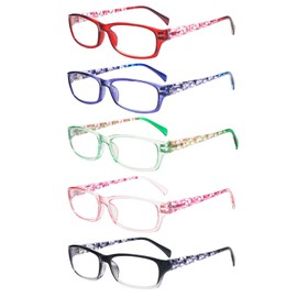 VIDEBLA 5 Pack Computer Reading Glasses Men and Women Anti Eyestrain Blue Light Blocking Glasses for Reading (5 Mix-5, 2.75, multiplier_x)