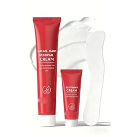 Facial Hair Removal Cream for Women, 2-in-1 Facial Hair Remover Cream with Soothing Creams for Sensitive Skin, Gentle & Painless Depilatory Creams for Face Upper Lip Chin, For Smooth Skin 1.01 Fl Oz