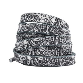 Amerery Shoelaces Flat Laces, Sneakers, Shoelaces, 39.4 inches (100, 120, 140, 160 cm), 0.3 inches (8 mm) Wide, Flat Shoelaces, 2 Pairs (4 Pieces), black cashew flower