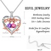 Iefil Rose Heart Birthstone Necklace Gifts for Women Mom Grandma,