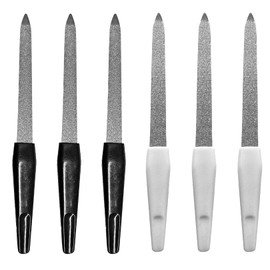 Pack of 6 Nail Files, 14.8 cm Fine Metal Nail Files, Stainless Steel Fingernail Files with Handle, Two Sides Manicure Nail File, Professional for Shaping and Styling Natural and Artificial Nails