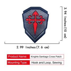 EmWoot 2PCS Knights Santiago Cross Patches Morale Patch Hook and Loop