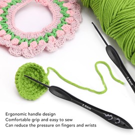 Black Crochet Hooks Set 2.0-6.0mm Ergonomic Handle Reduce Cramps, Multiple Sizes for Blankets, Hats, Scarves with Easy Identification, Ideal Gift