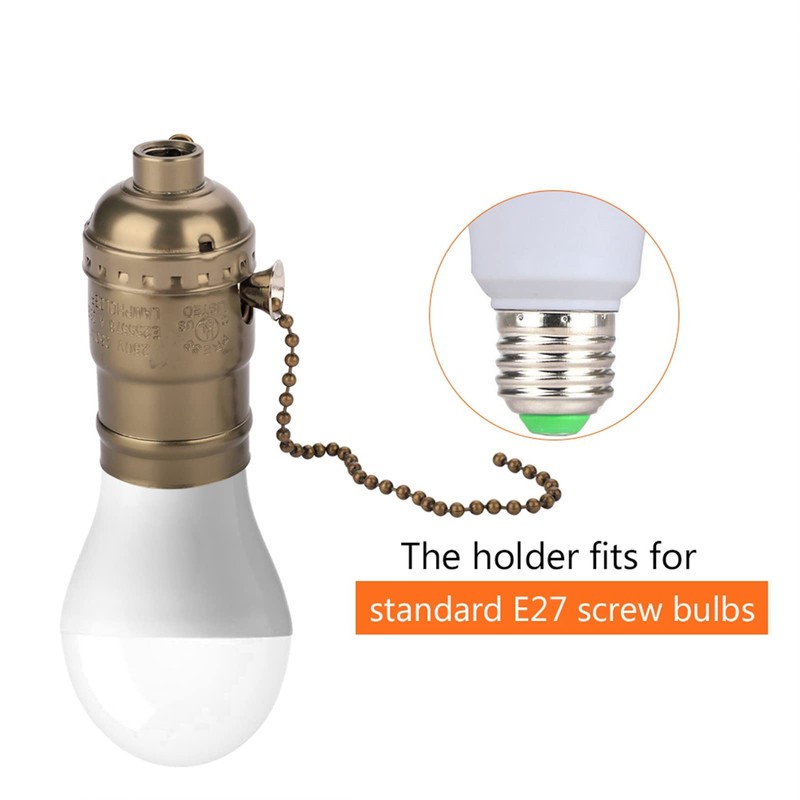 Fdit Aluminum Vintage Light Socket Pull Chain Desk Table Lamp