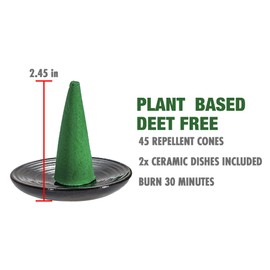 Mosquito Guard Mosquito Guard 45pcs Mosquito Repellent Incense Cone with 2 Ceramic Dishes - Mosquito Repellent for Patio C No Deet Plant Based Mosquito Repellent Outdoor