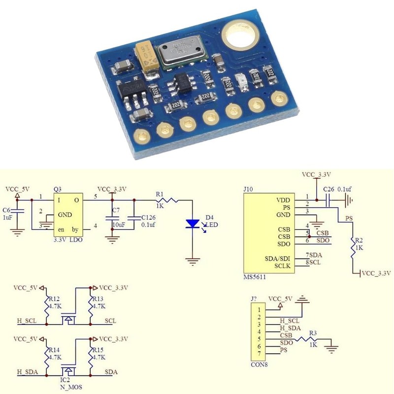 GY-63 MS5611-01BA03 Precision MS5611 Pressure Sensor Module Height Sensor Module