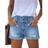 luvamia Women's Fashion Ripped High Waisted Denim Shorts Roll Hem