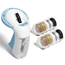 Labelife Embossing Label Maker Machine with Tapes, Omega S Vintage 3D Embosser, Old School Handheld Label Printer, Portable Retro Manual Embossed Labeler for Home Office School DIY, Blue