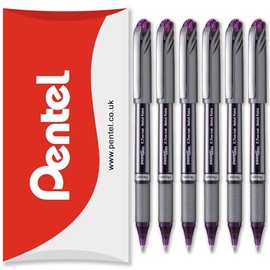 Pentel Energel BL27 Liquid Gel Ink Rollerball Pen - 0.7mm Metal Tip - In Pillow Packaging (Violet Pack of 6)