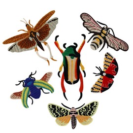 Embroidery Beetle Butterfly Insects Applique Fabric Patches Badge DIY Craft for Jeans Clothing Decoration Sewing TH887 1Set/6pcs A