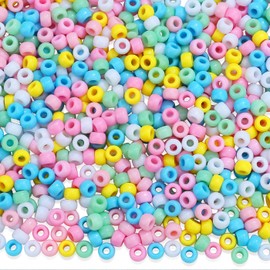 GUJOXILA Pack of 1000 Macaron Colour Pony Beads with for Threading Large Hole 6 x 9 mm Kandi Beads Craft Beads Pony Beads Set for Bracelets Necklaces Key Chain Jewellery Making