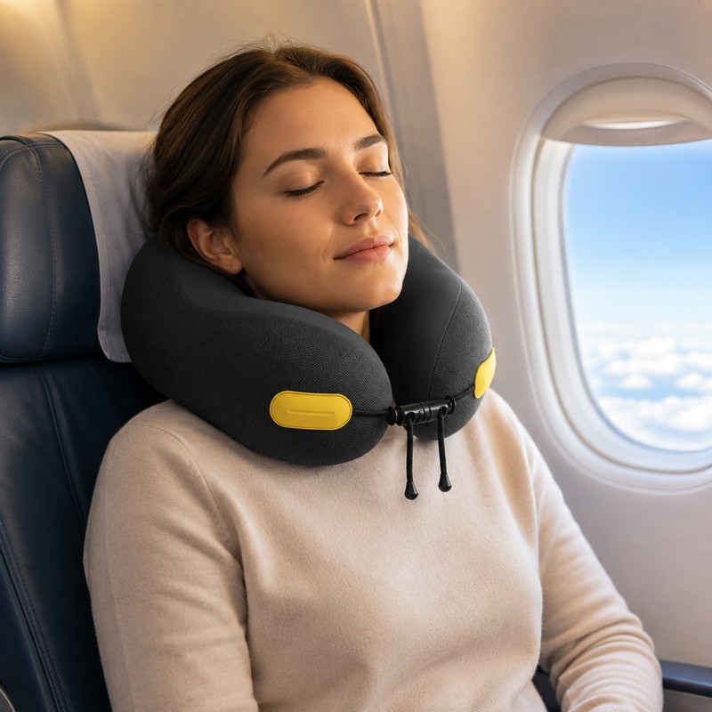Memory Foam Travel Neck Pillow for Airplane & Daily Rest