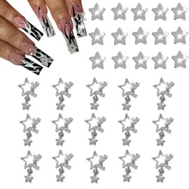 Title: 30pcs Star Design Nail Parts 3D Rhinestone Art Best for Acrylic Nail (Silver)