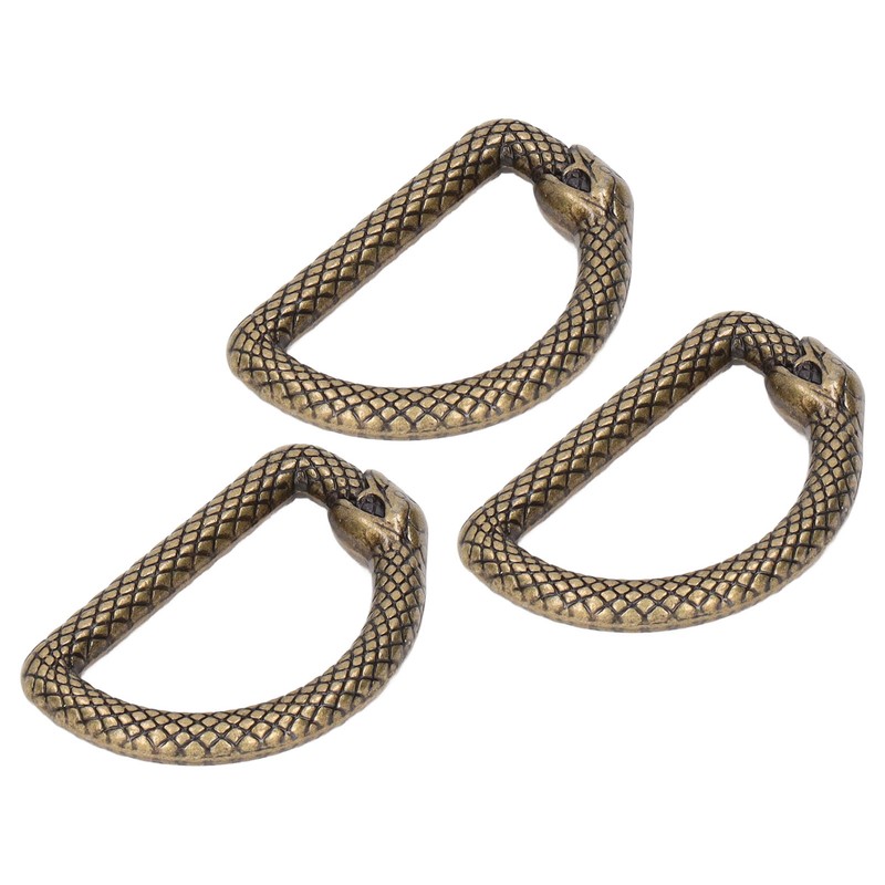 20Pcs Metal D Rings Snake Pattern Wear Resistant Metal Rings