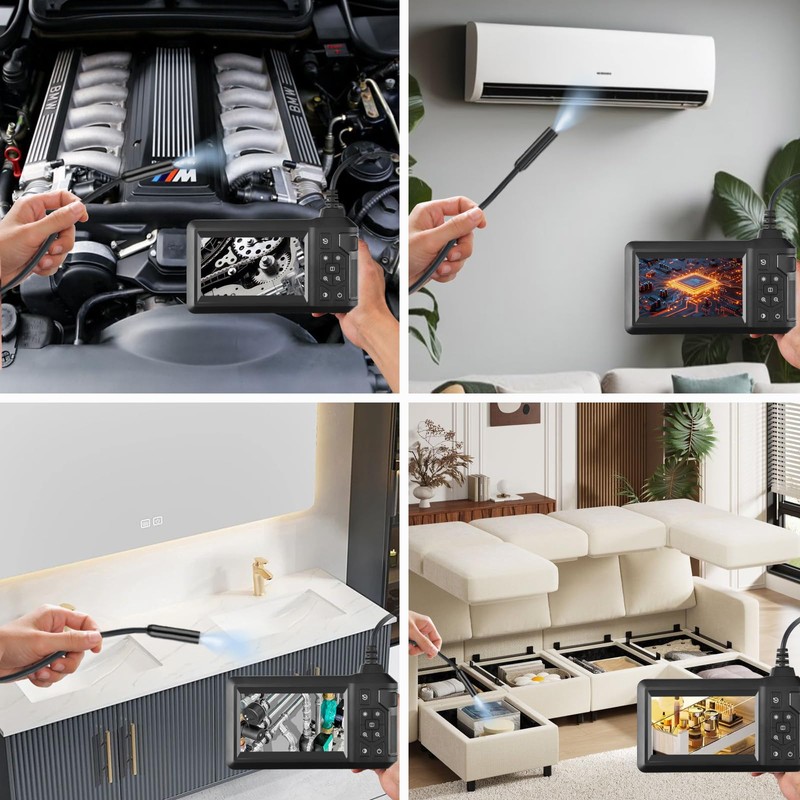 Endoscope Camera with Light, AngKng Inspection Camera 4.3" IPS Screen,