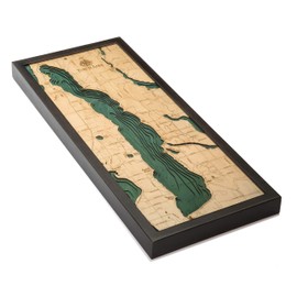Torch Lake, Michigan 3-D Nautical Wood Chart, 13.5" x 31"