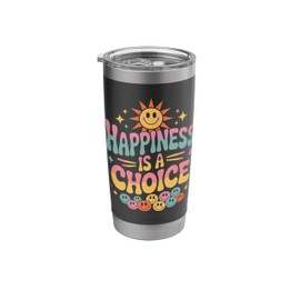 Retro "Happiness Is A Choice" Positive Quote Sun Smile Face Stainless Steel Insulated Tumbler