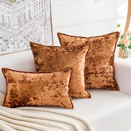 Yonous Premium Series, Crushed Velvet Cushion Covers, Luxury Thick Throw Pillow for Home Decor, Burnt Orange, 12x20 Inch / 30 x 50 cm