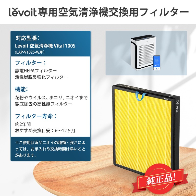 Levoit Air Purifier Vital100S Replacement Filter, Electrostatic HEPA Filter, Enhanced