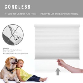 Changshade Cellular Shades Door Window Blinds Cordless Light Filtering, Honeycomb Blind Accordion Shade Indoor Pleated 1.5" Cell Easy to Install, Shade Size 70.5" Width×56" Height, White