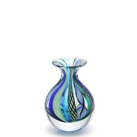 Cá d'Oro Small Glass Vase Hippie Blue/Green Canes Hand Blown Murano-Style Art Glass - Model Nº 3