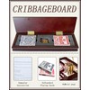 Wooden Cribbage Board Game Set with Cards & Metal Pegs