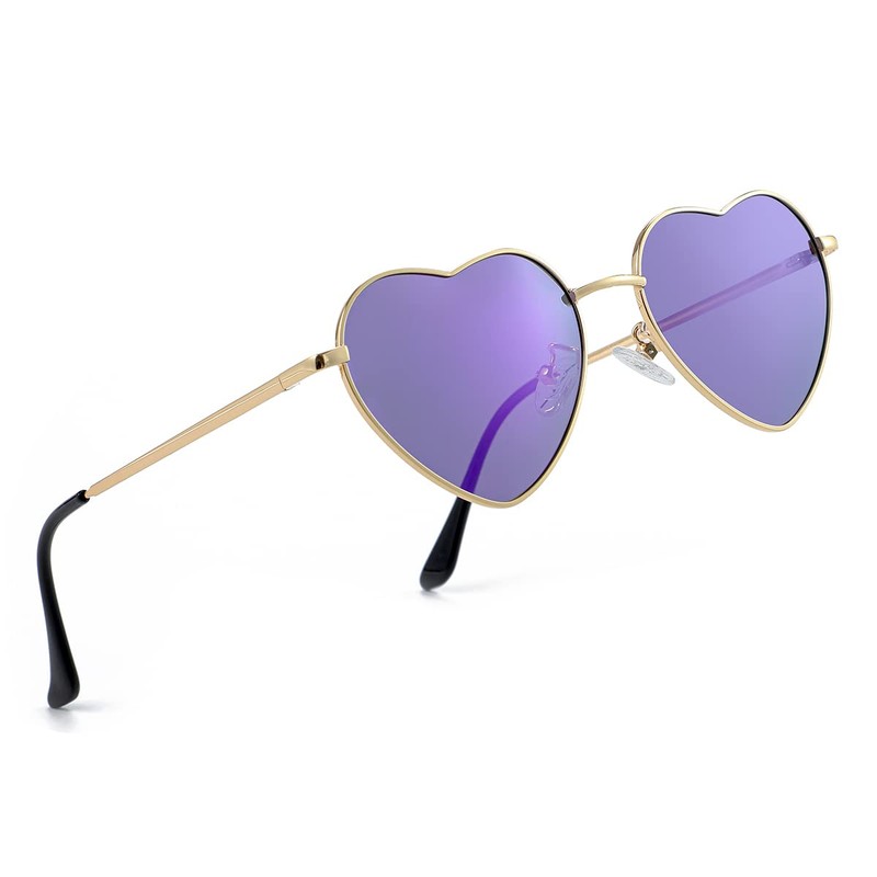 Polarized Heart Shaped Sunglasses for Women Metal Frame Cute Lovely