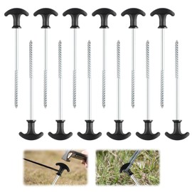 12Pcs Extra Strong Tent Pegs Metal Heavy Duty 20cm Galvanized Heavy Duty Tent Pegs for Hard Ground Long Tent Pegs Storm Pegs Camping Pegs Rock Pegs for Awnings Gazebo Pegs Sand Pegs Screw (12Pcs)