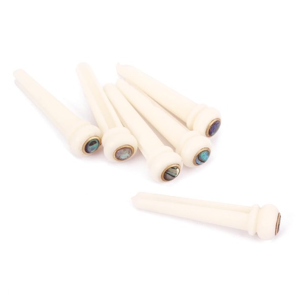 RuiJOTWAT 6pcs Bone Guitar Bridge Pins with Brass Circle and