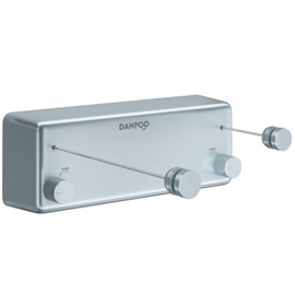 Danpoo Retractable Clothesline, 2x13.8ft 304 Stainless Steel Clothes Line for Indoors/Outdoors for Covered Balcony/Laundry Room Drying with Auto-Lock, Wall-Mounted, Heavy Duty(Silvery Blue)