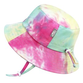 Jan & Jul Girls 'Grow-with-Me' Cotton Sun Hats for Babies and Kids, Watermelon Tie Dye Design