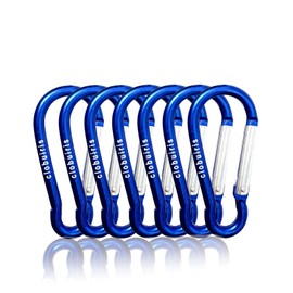 Clobuiris Aluminum Carabiner D Ring, Caribeener Clips, Spring Snap Hook for Keychain Clip Camping Mini Lock Snap Hooks Spring Link Key Chain Durable(1 Pcs) (Blue)