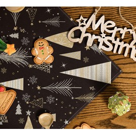 Artoid Mode Boho Black Trees Christmas Tablecloth, Table Linen, Winter Kitchen Table Decoration, Indoor, Holiday, Party Decor, 85 x 85 cm