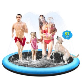 CACSPS 87" Non-Slip Splash Pad for Kids and Dog, Thicken Sprinkler Pool Summer Outdoor Water Toys, Extra Large Backyard Wading Pool for Children Boys & Girls or Pet Dog (Blue)