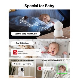 ZOSI C516 2.5K Pan/Tilt Wireless Security Indoor Camera, 2.4/5GHz WiFi, Motion Detection, 4MP Smart Baby Pet Monitor, Auto Track, Virtual Fence, Night Vision, Local/Cloud Storage, Work with Alexa