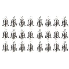 EXCEART Silver Alloy Bell Charm 40Pcs Bell Pendant Crafts Christmas Tree Engravel Carved Decoration Antique Bulk Pendant Clasp for Necklace DIY Jewelry Making