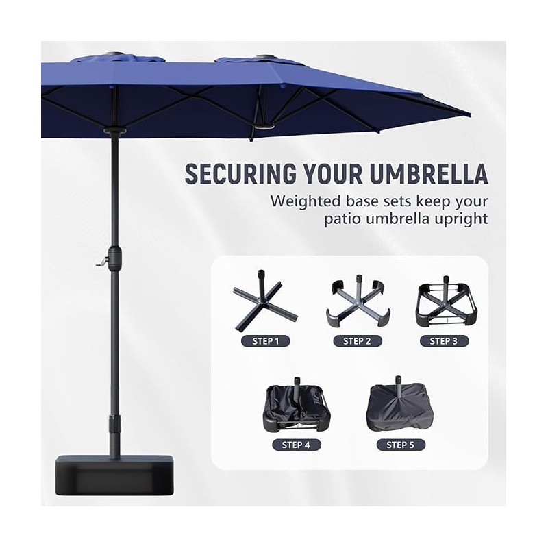 15ft Large Patio Umbrellas with Base Included, Double Sided Outdoor