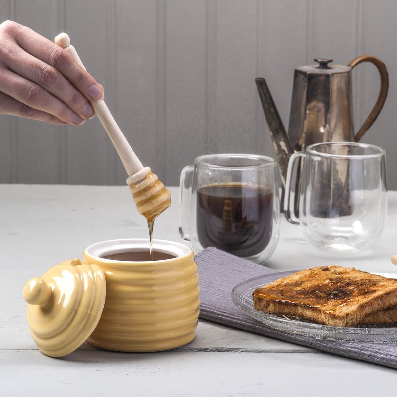 Honey Pot With Wooden Dipper
