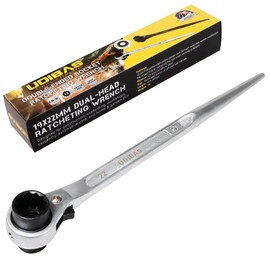 19mm×22mm Professional Grade 12 Point Double Ended Socket Ratcheting Podger Scaffold Spud Wrench,Silver
