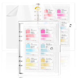 2 Pack A5 Watercolor Swatch Book Painters Color Diary 15 Sheets Water Color Paper for Artists 140lb 100% Cotton 16 Sheets Glassine Watercolor Coloring Book Binder for 6 Ring with Pvc Cover (2)