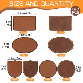 120 Stück Blanko-Leder-Patches für Hüte, Kunstleder-Patches mit Klebstoff, Blanko-Flicken zum Sticken, Nähen, Kleidung, Jacken, Rucksäcke