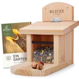 wildtier liebe Squirrel Feeder Weatherproof I Made of Screwed Solid Wood Feeding Station I Feeding Station Squirrel Kobel Squirrel House